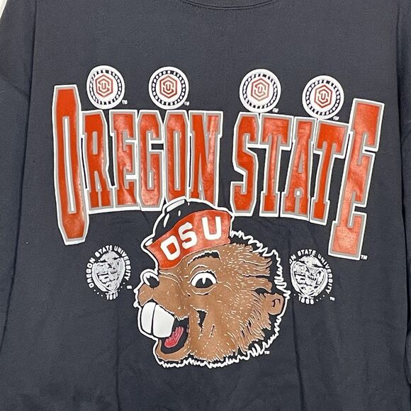 Vintage 90s NWT Oregon State Beavers Sweater Pullover Adult 2XL Black Sweatshirt - Picture 2 of 5